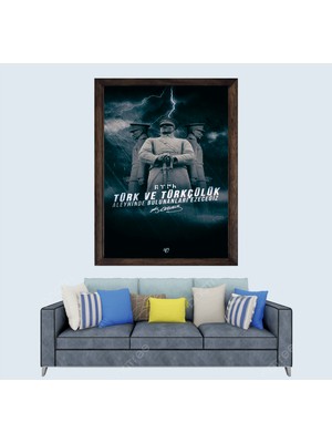 Türkçü, Mustafa Kemal Atatürk , Türk, Çerçeveli Cam Duvar Tablosu 20 x 30  cm  SP16