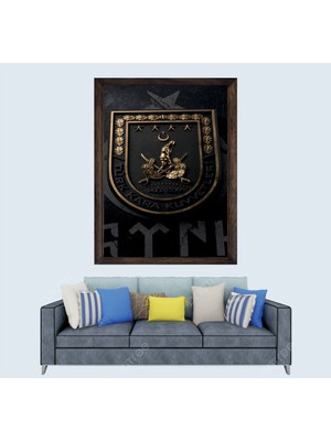 Türkçü, Türk Kara Kuvvetleri Arması  Çerçeveli Cam Duvar Tablosu 20 x 30  cm