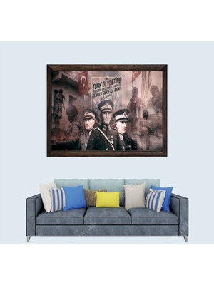 Türkçü, Mustafa Kemal Atatürk Sözleri , Türk, Çerçeveli Cam Duvar Tablosu 20 x 30  cm