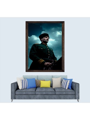 Türkçü, Mustafa Kemal Atatürk , Türk, Çerçeveli Cam Duvar Tablosu 30 x 45  cm  Sp1