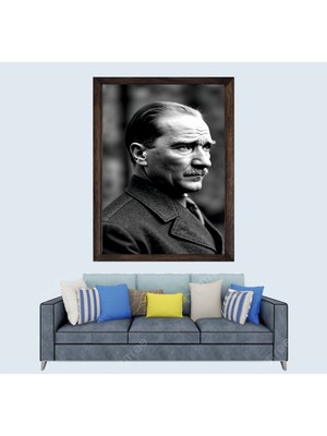 Türkçü, Mustafa Kemal Atatürk , Türk, Çerçeveli Cam Duvar Tablosu 30 x 45  cm  Sp6