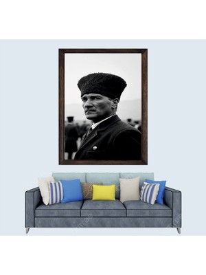 Türkçü, Mustafa Kemal Atatürk , Türk, Çerçeveli Cam Duvar Tablosu 30 x 45  cm  SP11