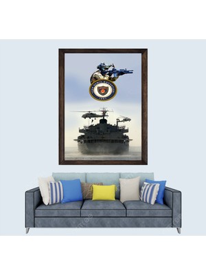 Türkçü, Türk Donanması, Türk Askeri, Türk Gemileri Çerçeveli Cam Duvar Tablosu 30 x 45  cm  Sp2