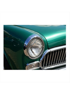 Yeşil Klasik Araba Çizimi Art Mdf Poster