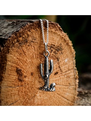 Gümüş Kaktüs Kolye 925 Ayar Gümüş Kaktüs Figürlü Unisex Mini Kolye