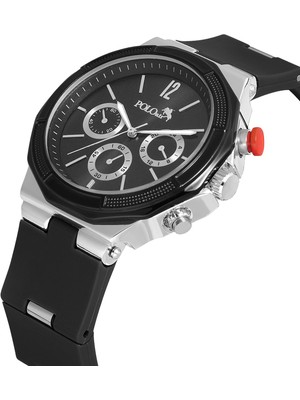 Polo Air Kauçuk Kordon Metal Kasa Erkek Kol Saati Siyah Gümüş Renk PL-0973E1X