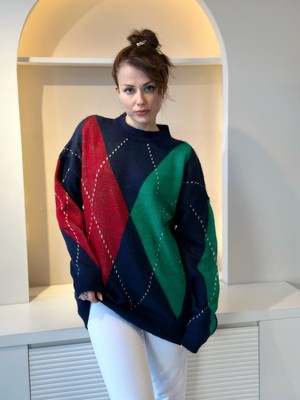 Cemrenaz Gültaş Baklava Desen Standart Beden Kazak