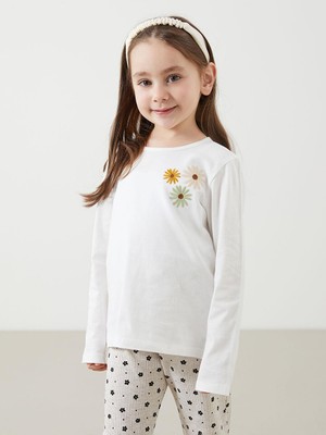 Lcw Baby Bisiklet Yaka Çiçekli Penye Kız Bebek Bluz