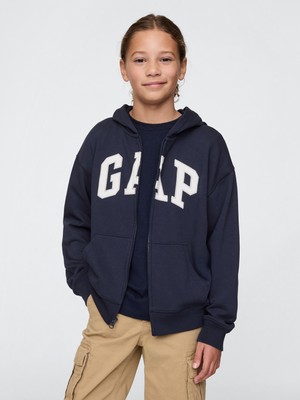 Gap Erkek Çocuk Lacivert Gap Logo Relaxed Fermuarlı Sweatshirt