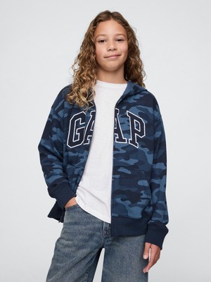 Gap Erkek Çocuk Mavi Gap Logo Relaxed Fermuarlı Sweatshirt