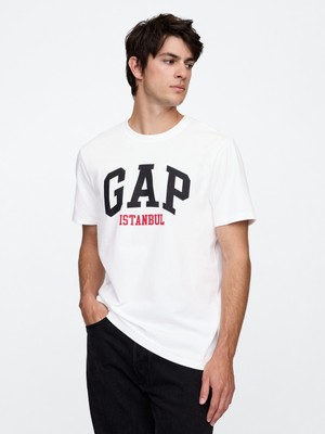 Erkek Beyaz Everyday Soft Gap Istanbul Logo T-Shirt