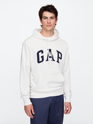 Erkek Beyaz Gap Logo Fransız Havlu Kumaş Sweatshirt
