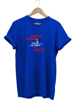 Vintage Waves Dalga ve Yazı Baskılı Sörf Regular Fit %100 Pamuk T-Shirt