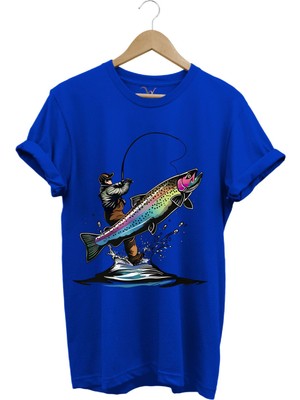 Olta ile Balıkçılık Fishing Balık Avcılığı Alabalık Turna Avcılığı Regular Fit %100 Pamuk Tişört