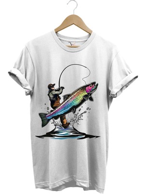 Olta ile Balıkçılık Fishing Balık Avcılığı Alabalık Turna Avcılığı Regular Fit %100 Pamuk Tişört