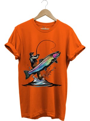 Olta ile Balıkçılık Fishing Balık Avcılığı Alabalık Turna Avcılığı Regular Fit %100 Pamuk Tişört