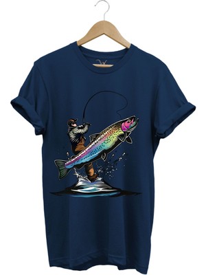 Olta ile Balıkçılık Fishing Balık Avcılığı Alabalık Turna Avcılığı Regular Fit %100 Pamuk Tişört