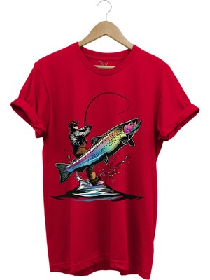 Olta ile Balıkçılık Fishing Balık Avcılığı Alabalık Turna Avcılığı Regular Fit %100 Pamuk Tişört