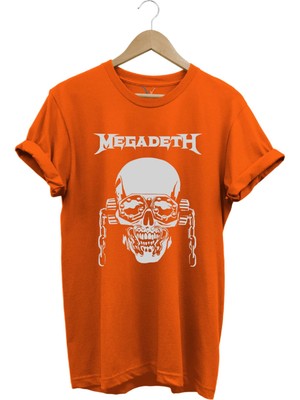 Heavy Metal Unisex Megadeth Skull Baskılı %100 Pamuk Regular Fit Bisiklet Yaka T-Shirt