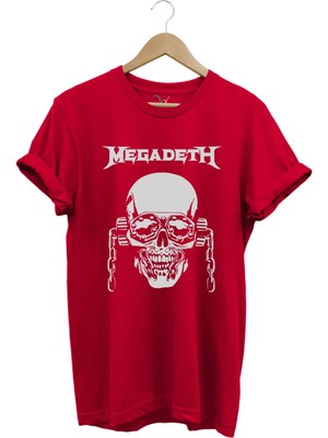 Heavy Metal Unisex Megadeth Skull Baskılı %100 Pamuk Regular Fit Bisiklet Yaka T-Shirt