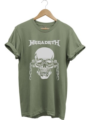 Heavy Metal Unisex Megadeth Skull Baskılı %100 Pamuk Regular Fit Bisiklet Yaka T-Shirt