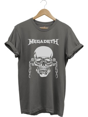 Heavy Metal Unisex Megadeth Skull Baskılı %100 Pamuk Regular Fit Bisiklet Yaka T-Shirt
