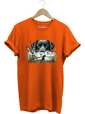 Avcılık Labrador Av Köpeği Ördek Avı Ördek Avcısı Baskılı Regular Fit %100 Pamuk T-Shirt