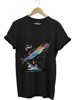 Olta ile Balıkçılık Fishing Balık Avcılığı Alabalık Turna Avcılığı Regular Fit %100 Pamuk Tişört