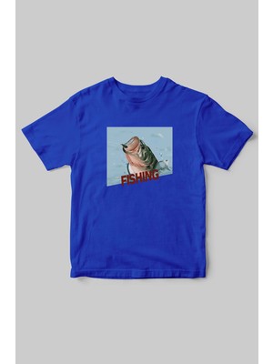 Fishing Balıkçıklık, Deniz Balık Avcılığı Regular Fit %100 Pamuk Bisiklet Yaka Hunter T-Shirt
