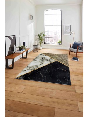 Napoli Home Baskılı Mermer Zeminli Kaymaz Yıkanabilir Yolluk Mutfak Salon Halısı, Mermer-57-Bej,