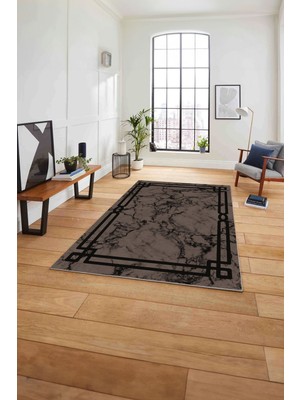 Napoli Home Baskılı Mermer Model Dekoratif Kaymaz Yıkanabilir Yolluk Mutfak Salon Halısı, Mermer-66-Vizon,