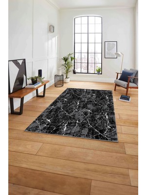 Napoli Home Dijital Baskılı Mermer Zemin Sade Kaymaz Yıkanabilir Yolluk Mutfak Salon Halısı, Mermer-54-Gri,