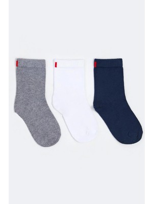 Katia & Bony 3'lü Paket Family Çocuk Soket Çorap Beyaz/Lacivert/Gri-Melanj
