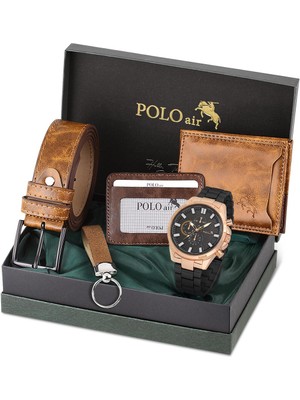 Cüzdan Kartlık Kemer Saat Anahtarlık Set Taba Renk