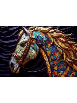 Aden Dekoratif At Renkli Kanvas Tablo