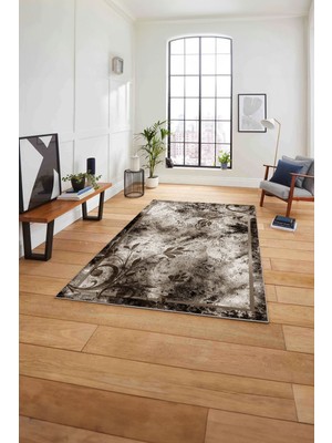 Napoli Home Baskılı Mermer Akrilik Model Kaymaz Yıkanabilir Yolluk Mutfak Salon Halısı, Mermer-59-Kahve,