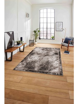 Napoli Home Baskılı Mermer Akrilik Model Kaymaz Yıkanabilir Yolluk Mutfak Salon Halısı, Mermer-59-Vizon,