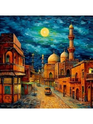 Aden Dekoratif Manzara Yağlı Boya  Görünümlü Kanvas Tablo