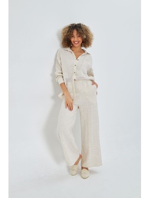 Dantel Garnili Keten Müslin Gömlek