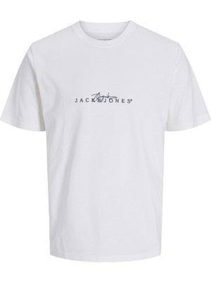 Jack&jones Varenna Branding Crew Neck Erkek Beyaz Yuvarlak Yaka Tişört