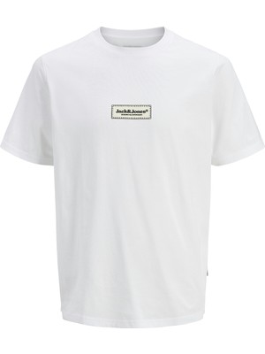 Jack & Jones  Split Fakestitch Branding Erkek Beyaz Yuvarlak Yaka Tişört