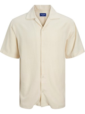 Jack&jones Cabana Varenna Slub Erkek Ekru Klasik Yaka Gömlek