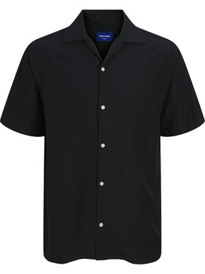 Jack&jones Cabana Varenna Slub Erkek Siyah Klasik Yaka Gömlek