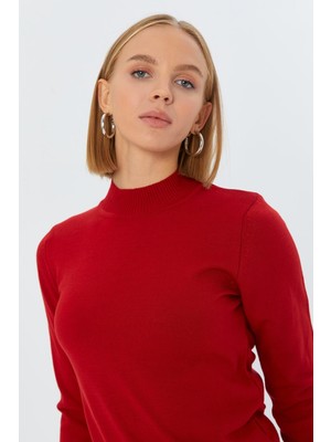 Shopping Shop Yarım Balıkçı Yaka Kazak Vişne