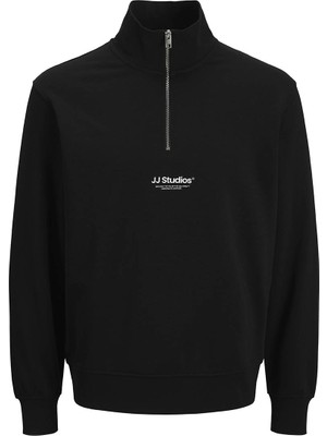 Jack&jones Soho Quarter Zip Erkek Siyah Dik Yaka Sweatshirt