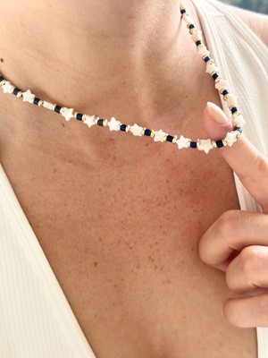 Yıldız Sedef ve Lapis Lazuli Doğaltaş Kolye