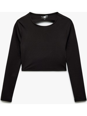 Koton Sırtı Pencere Detaylı Uzun Kollu Slim Fit Crop Spor Tişört