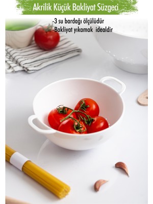 Depa Akrilik Beyaz Mini Pirinç Süzgeçi & Bakliyat Süzgeçi (3 Su Bardağı Ölçülü)