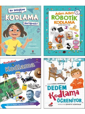 Bir Yetişkine Kodlama Nasıl Öğretilir? + Adım Adım Robotik Kodlama + Keşfedin! Kodlama (Eğlenceli Bilgiler) + Dedem Kodlama Öğreniyor / 4 Kitap Set