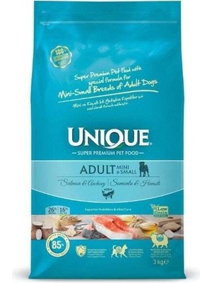Unique 3 kg Somonlu ve Hamsili Düşük Tahıllı Yetişkin Köpek Maması Küçük Irk İçin Özel Formül